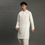 Load image into Gallery viewer, Off - White Linen Kurta Pyjama Set for Men - BYB PREMIUM

