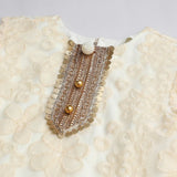 Off White Organza Kurta Sharara Set for Girls with Mustard Dupatta - BYB PREMIUM