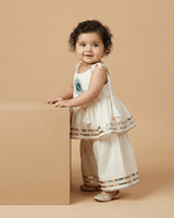 Off White Pure Cotton Mayurpankh Embroidered Top & Plazo Set for Girls - BYB PREMIUM