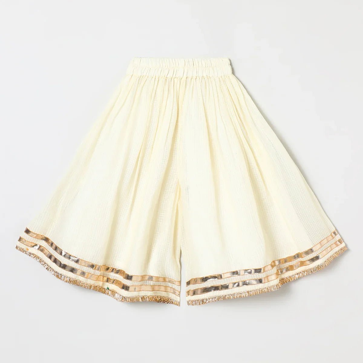 Off white pure doria cotton mayurpankh pearls embroidery with plazo set   byb premium