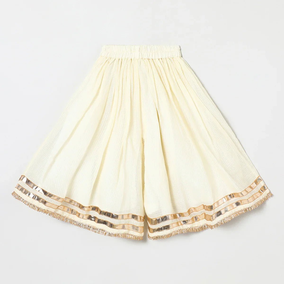 Off white Pure doria cotton Mayurpankh pearls embroidery with plazo set - BYB PREMIUM