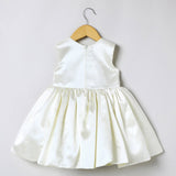 Off White Satin Girls Party Dress with Hand Bead Embroidery - BYB PREMIUM