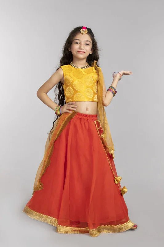 Orange and Yellow Lehenga Set - BYB PREMIUM