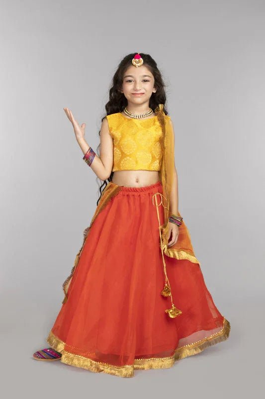 Orange and Yellow Lehenga Set - BYB PREMIUM