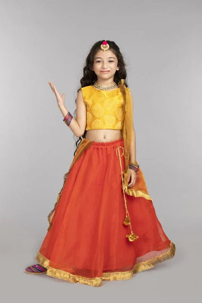 Orange and Yellow Lehenga Set - BYB PREMIUM