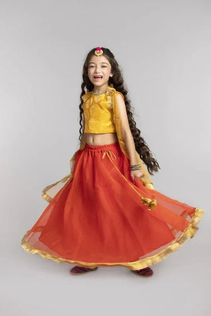 Orange and Yellow Lehenga Set - BYB PREMIUM