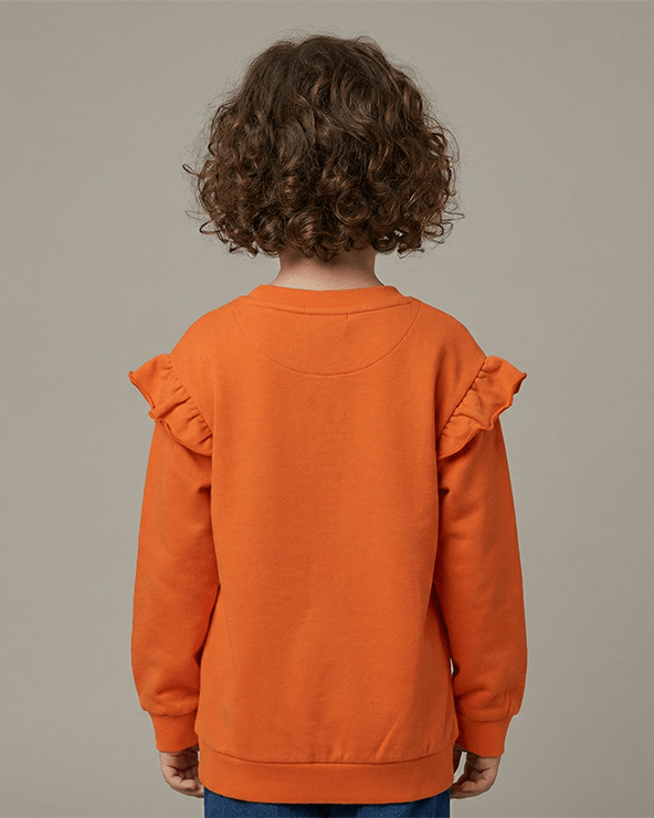 Orange Butterfly Embroidered Sweatshirt for Kids - BYB PREMIUM