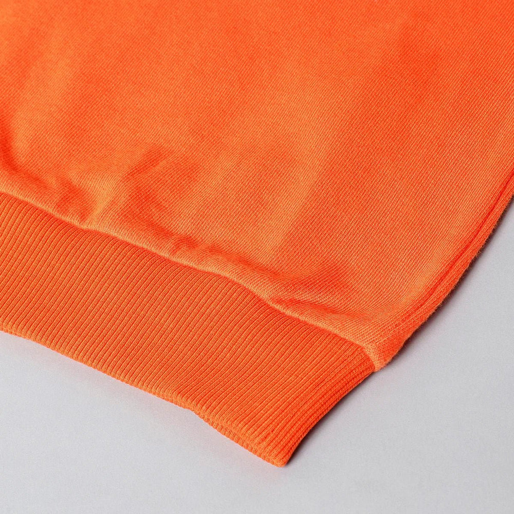 Orange Cotton Boys Hooded Sweatshirt with Sequin Text - BYB PREMIUM