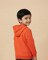 Orange Cotton Boys Hooded Sweatshirt with Sequin Text - BYB PREMIUM
