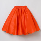 Orange Girls Lehenga Choli Set in Tussar Silk with Embroidery & Net Dupatta - BYB PREMIUM