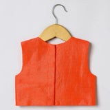 Orange Girls Lehenga Choli Set in Tussar Silk with Embroidery & Net Dupatta - BYB PREMIUM