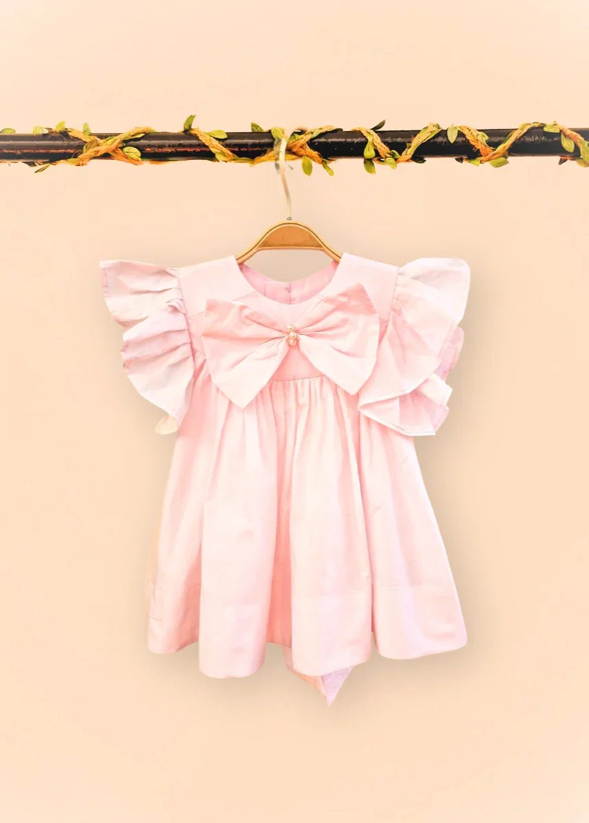 Paper poplin baby pink butterfly sleeve top   byb premium