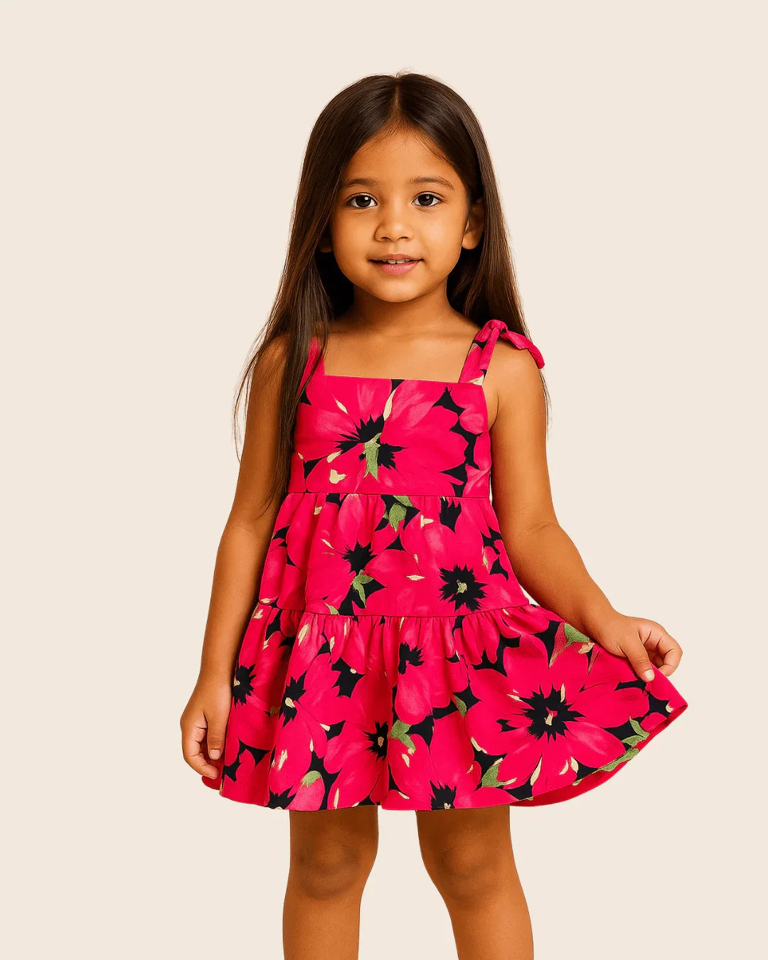 Paper poplin floral elongated strap Dress - BYB PREMIUM