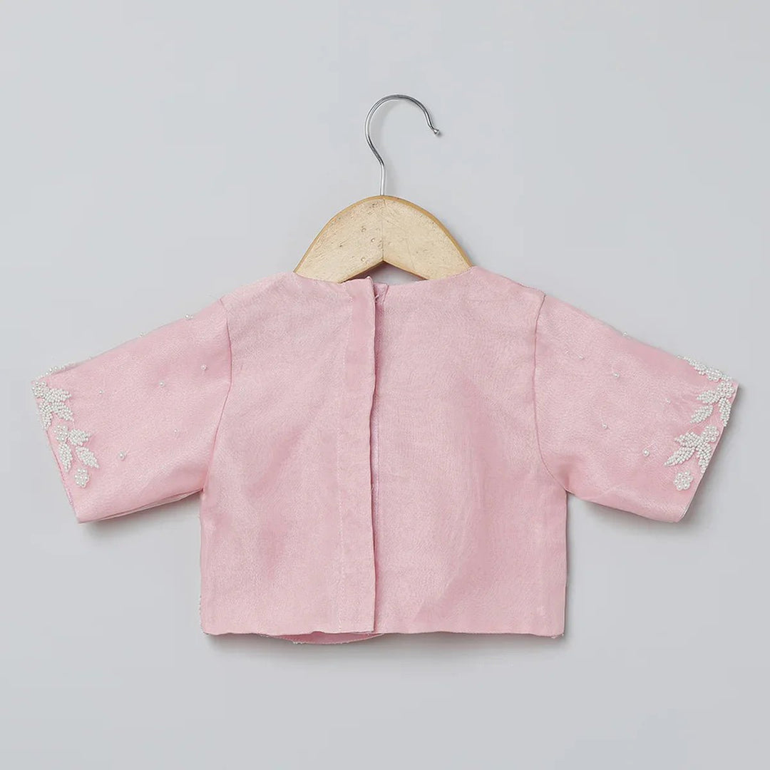 Pastel Pink & White Embroidered Lehenga Choli Set for Girls - BYB PREMIUM