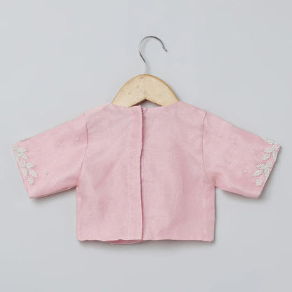 Pastel Pink & White Embroidered Lehenga Choli Set for Girls - BYB PREMIUM