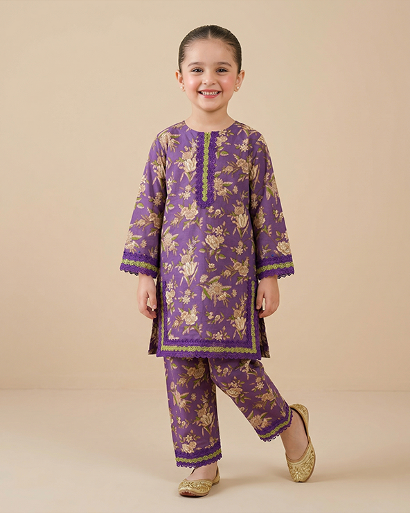 Girls cotton kurta pant set 