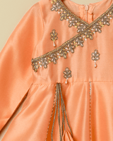 Peach Chanderi Silk Anarkali for Girls with Hand Embroidery - BYB PREMIUM