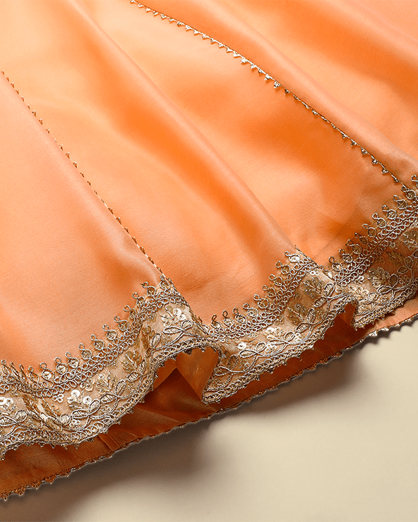 Peach Chanderi Silk Anarkali for Girls with Hand Embroidery - BYB PREMIUM