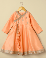 Load image into Gallery viewer, Peach Chanderi Silk Anarkali for Girls with Hand Embroidery - BYB PREMIUM
