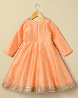 Peach Chanderi Silk Anarkali for Girls with Hand Embroidery - BYB PREMIUM