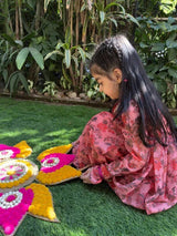 Peach Floral Chiffon Top Sharara Set for Girls - BYB PREMIUM