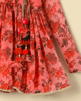 Peach Floral Chiffon Top Sharara Set for Girls - BYB PREMIUM