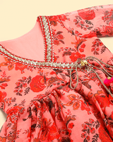 Peach Floral Chiffon Top Sharara Set for Girls - BYB PREMIUM