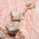 Peach Kaftan Kurta Sharara Set with Embroidery & Tassel Dupatta - BYB PREMIUM