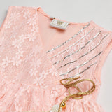 Peach Kaftan Kurta Sharara Set with Embroidery & Tassel Dupatta - BYB PREMIUM