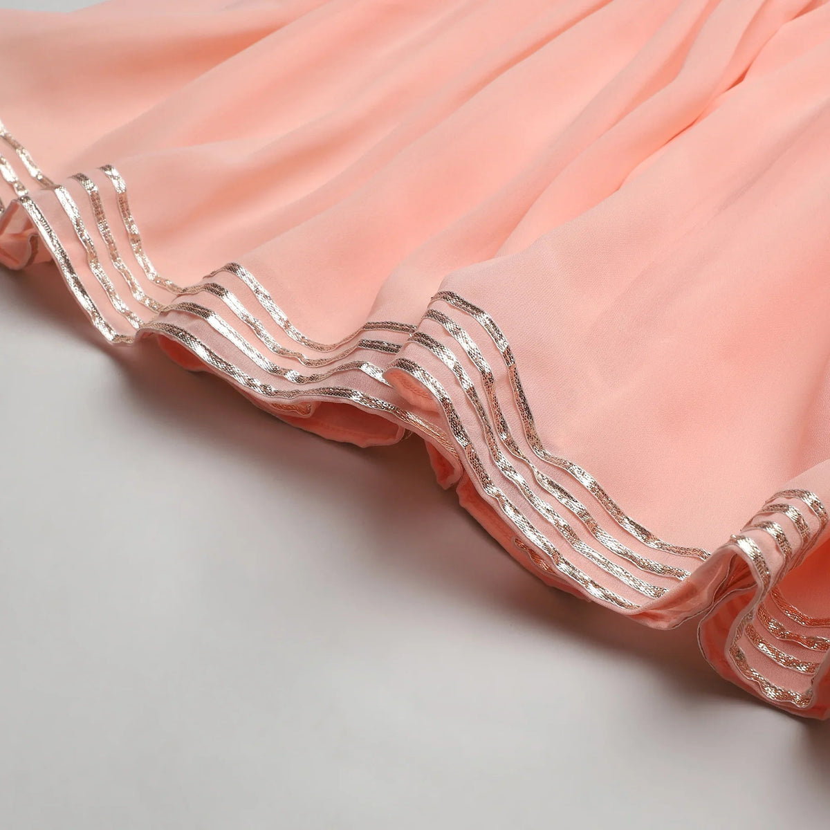 Peach kaftan kurta sharara set with embroidery & tassel dupatta   byb premium