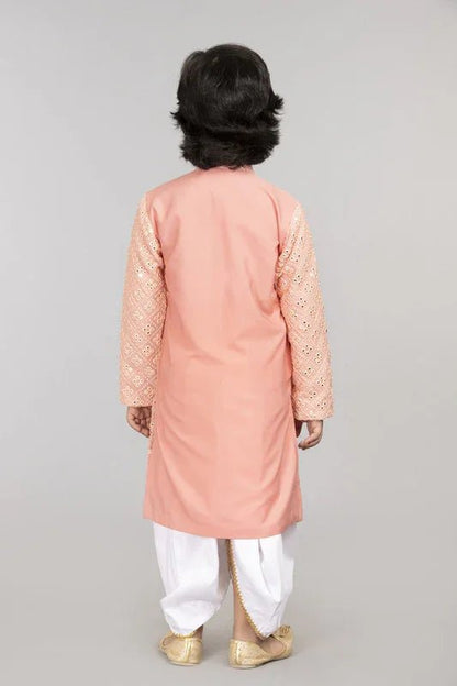 Peach Mirror Work Kurta Pajama Set - BYB PREMIUM