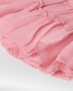 Load image into Gallery viewer, Pink Chiffon Woven Frill Sleeve Solid Dress for Girls - BYB PREMIUM
