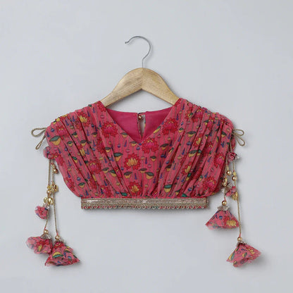 Pink Lotus Printed Georgette Lehenga Set - BYB PREMIUM