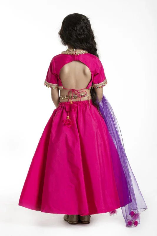 Pink & Purple Raw Silk Lehenga Set - BYB PREMIUM