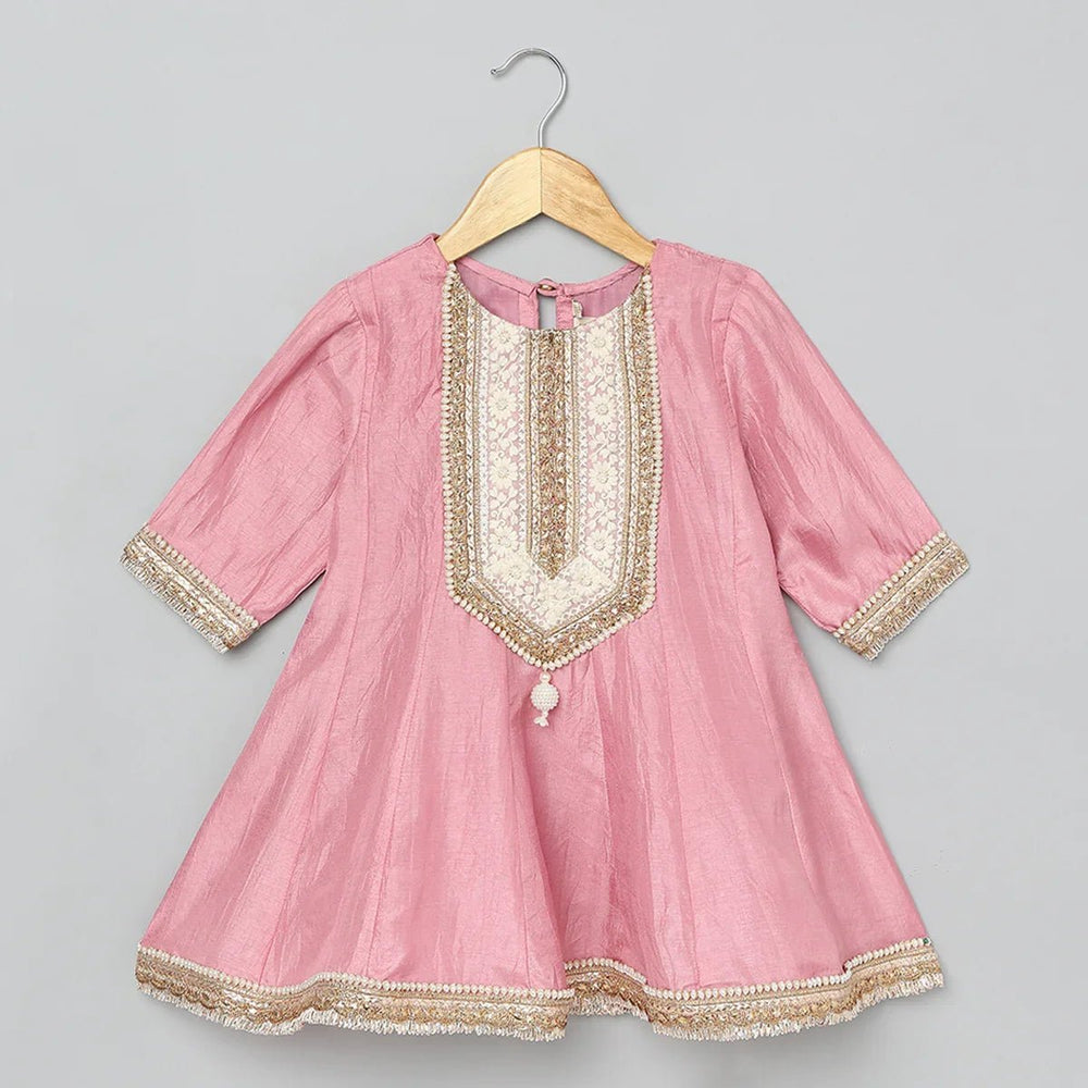 Pink Silk Girls Kurti Set with Dupatta | Festive Ethnic Wear - BYB PREMIUM