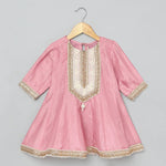 Load image into Gallery viewer, Pink Silk Girls Kurti Set with Dupatta | Festive Ethnic Wear - BYB PREMIUM
