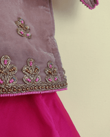 Pink Velvet Lehenga Set for Girls with Dupatta - BYB PREMIUM
