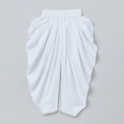Pink & White Katha Stitch Kurti Dhoti Set for Girls - BYB PREMIUM