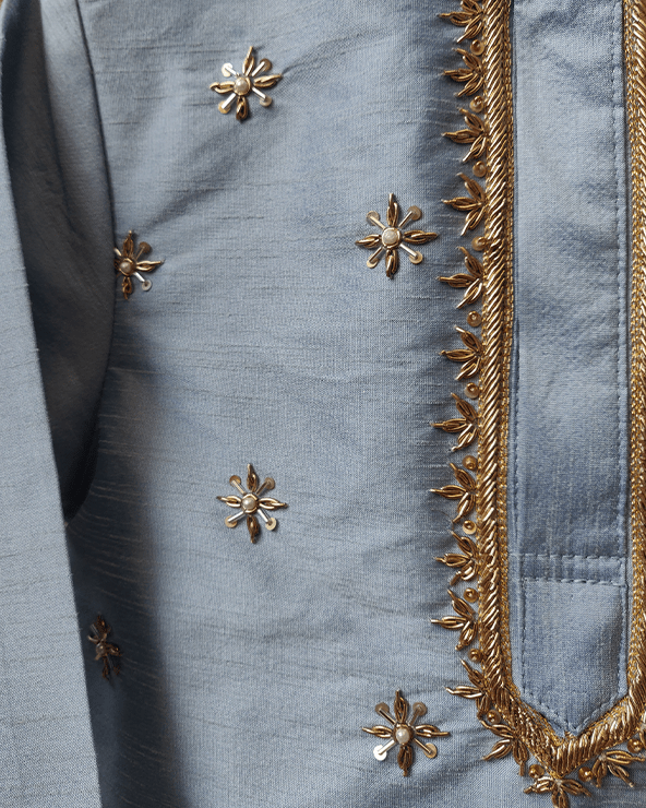 Powder Blue Embroidered Kurta Pajama Set for Boys - BYB PREMIUM
