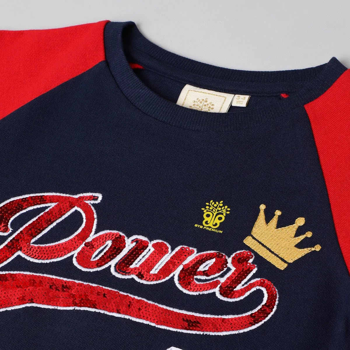 Power play sequin sweatshirt – red & blue   byb premium