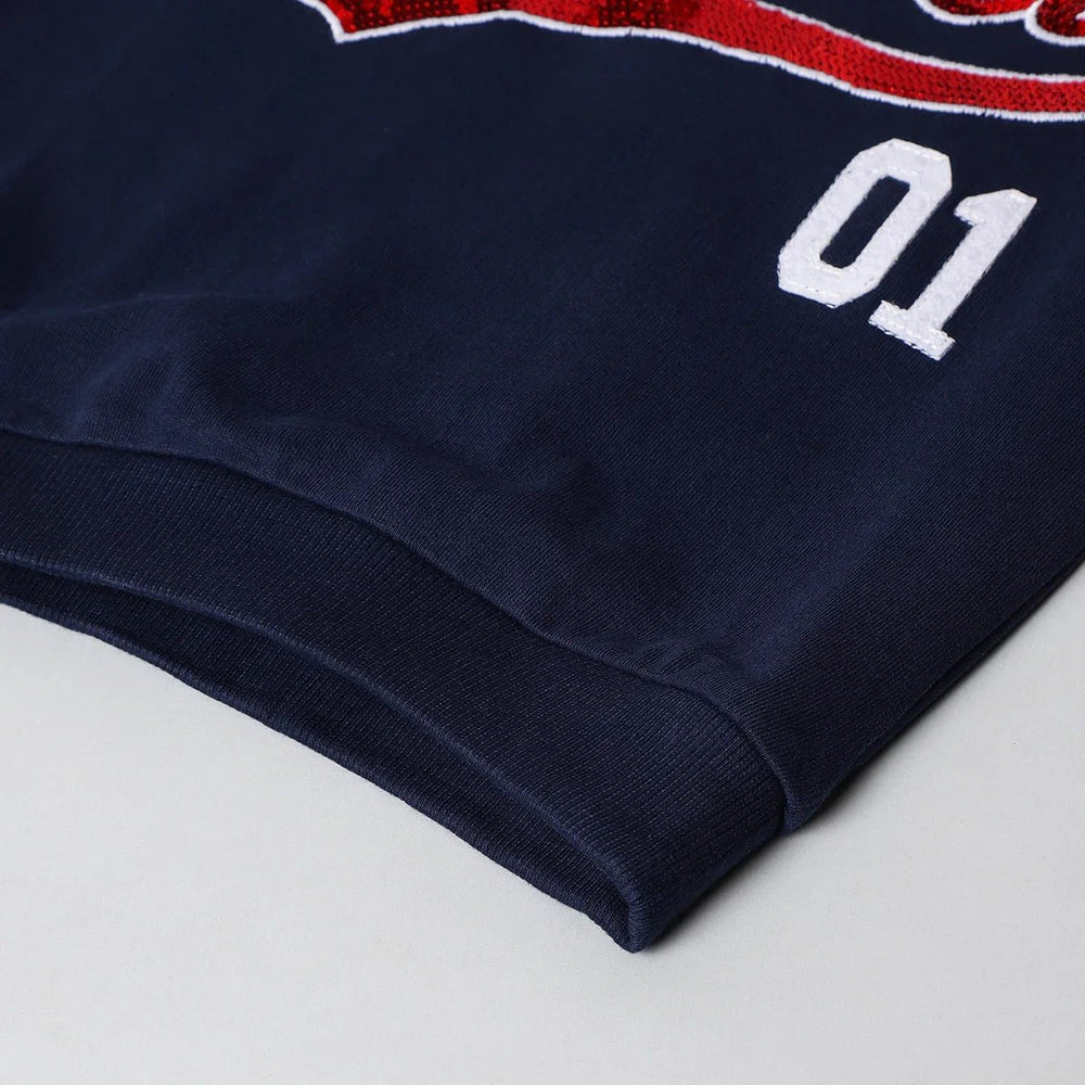 Power Play Sequin Sweatshirt – Red & Blue - BYB PREMIUM