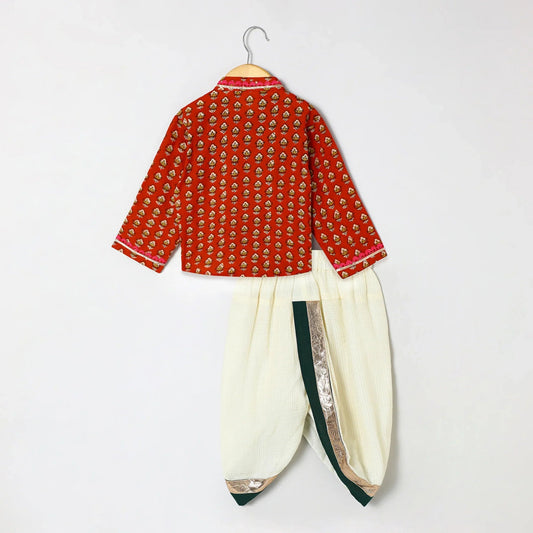 Pure cotton lace embelished short kurta and dhoti set - BYB PREMIUM