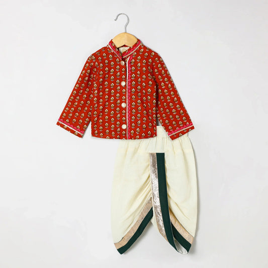 Pure cotton lace embelished short kurta and dhoti set - BYB PREMIUM