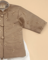 Pure Silk Kurta & Viscose Chanderi Dhoti Set for Babies with Zardozi Embroidery - BYB PREMIUM