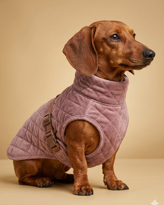 Quilted Dog Jacket ‚Äì Soft Warm Winter Pet Coat (Dusty Pink) - BYB PREMIUM
