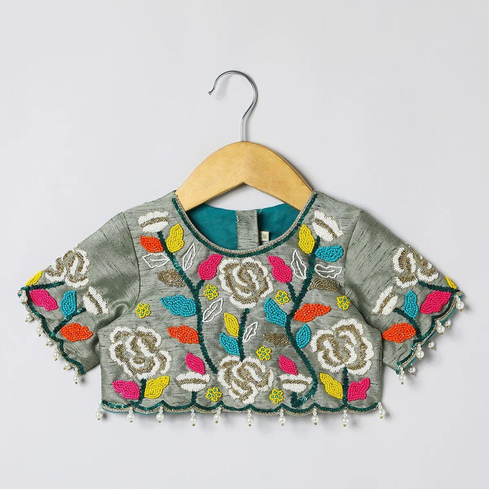 Raw Silk Top and Skirt with Full Hand Bead Embroidery - BYB PREMIUM