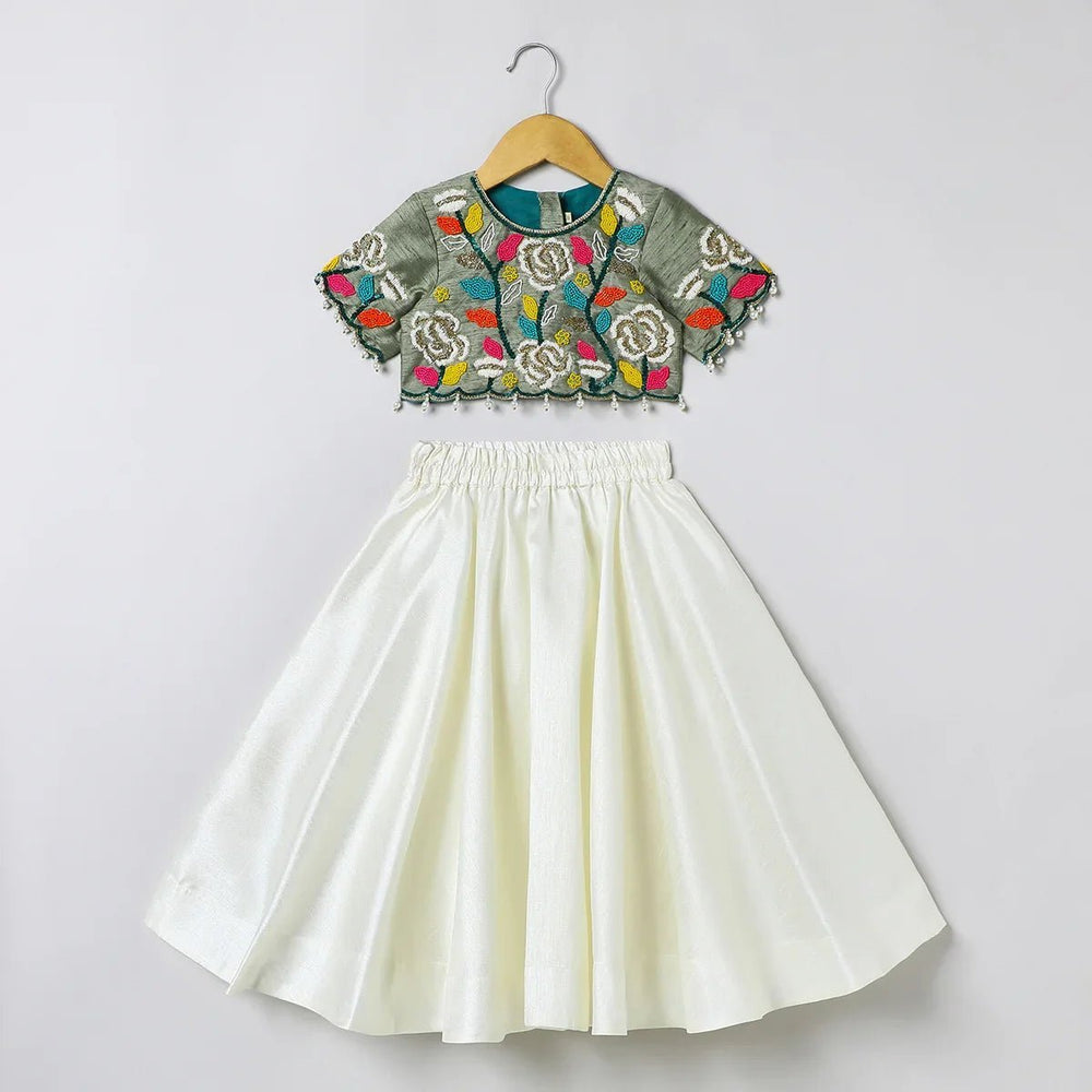 Raw Silk Top and Skirt with Full Hand Bead Embroidery - BYB PREMIUM