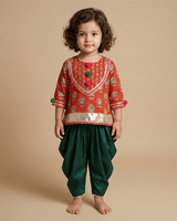 Red Cotton Kurta Dhoti Set for Girls with Gota Work - BYB PREMIUM