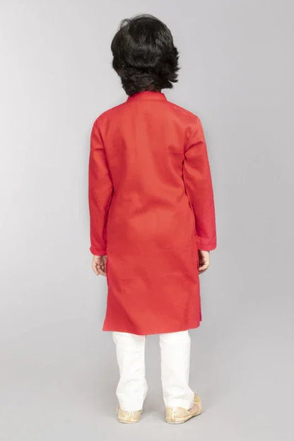 Red Cotton Kurta Pajama Set - BYB PREMIUM