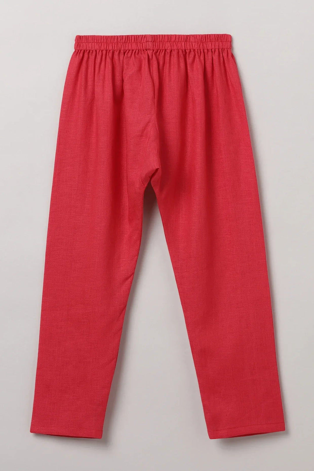 Red Linen Kurta Pajama Set - BYB PREMIUM